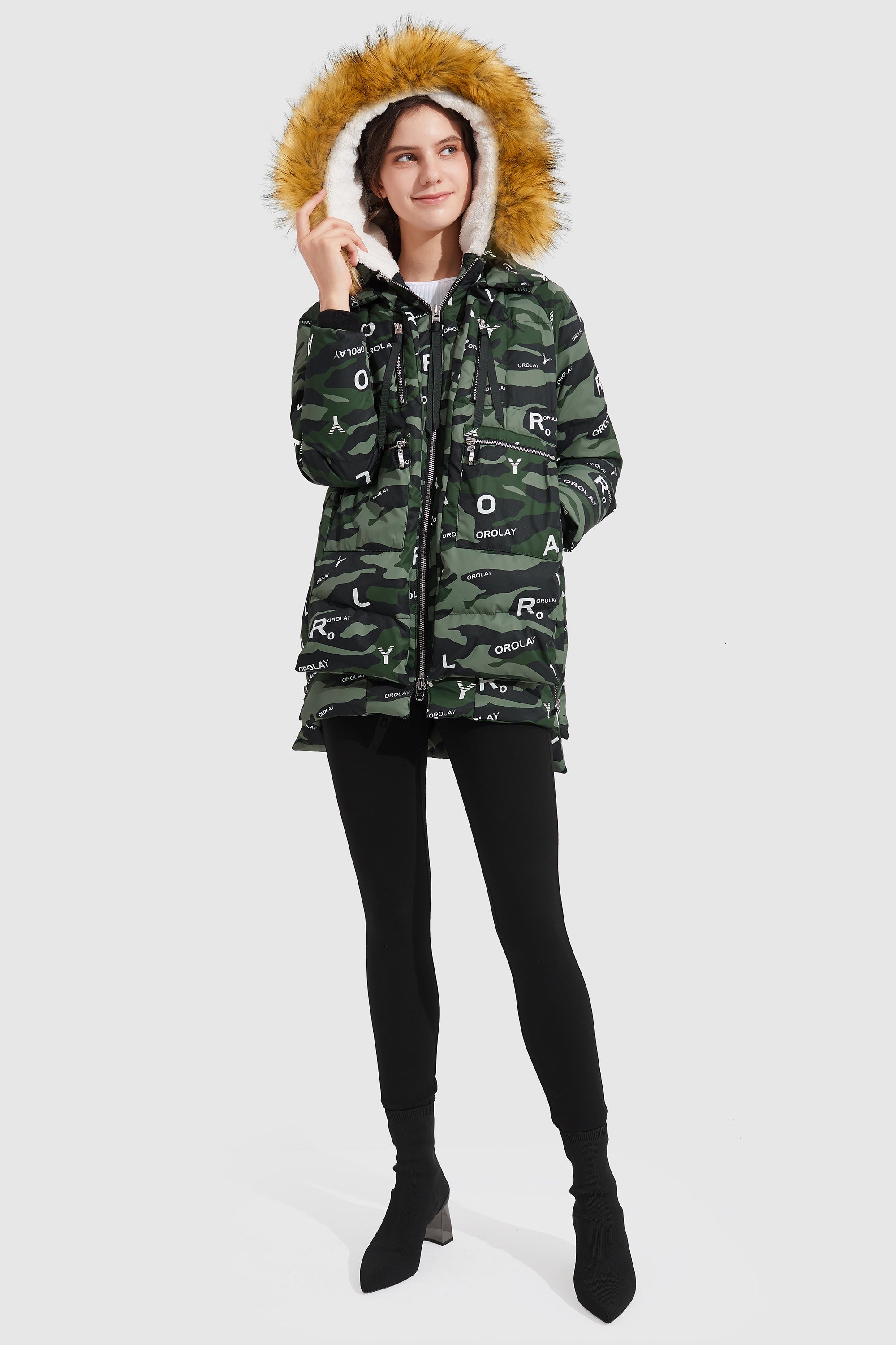 Orolay Women s Camouflage Thickened Down Jacket Camouflage Khaki S