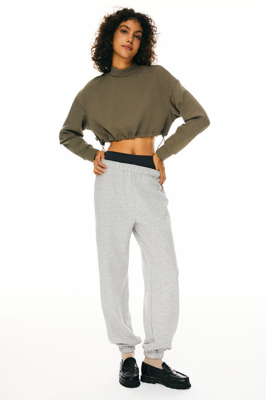 Cropped Casual Sweatshirt - Orolay, #color_Sepia