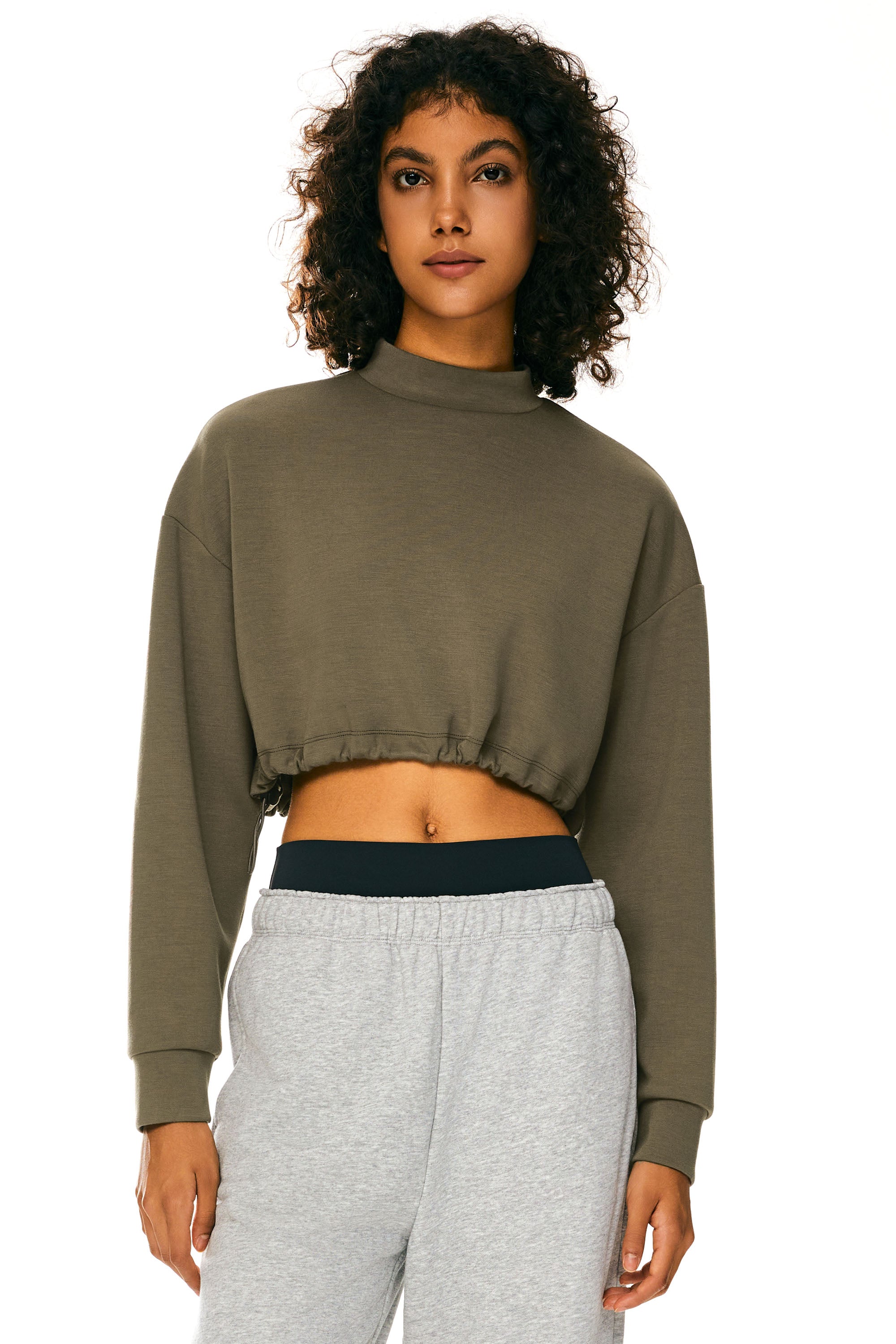 Cropped Casual Sweatshirt - Orolay, #color_Sepia