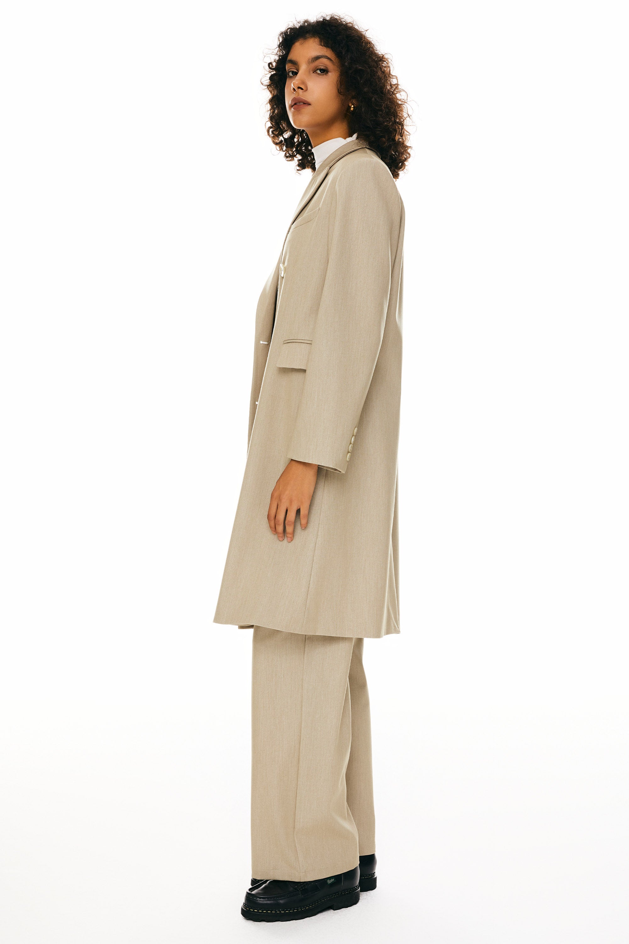 Double-Breasted Suit Blazer - Orolay, #color_Khaki