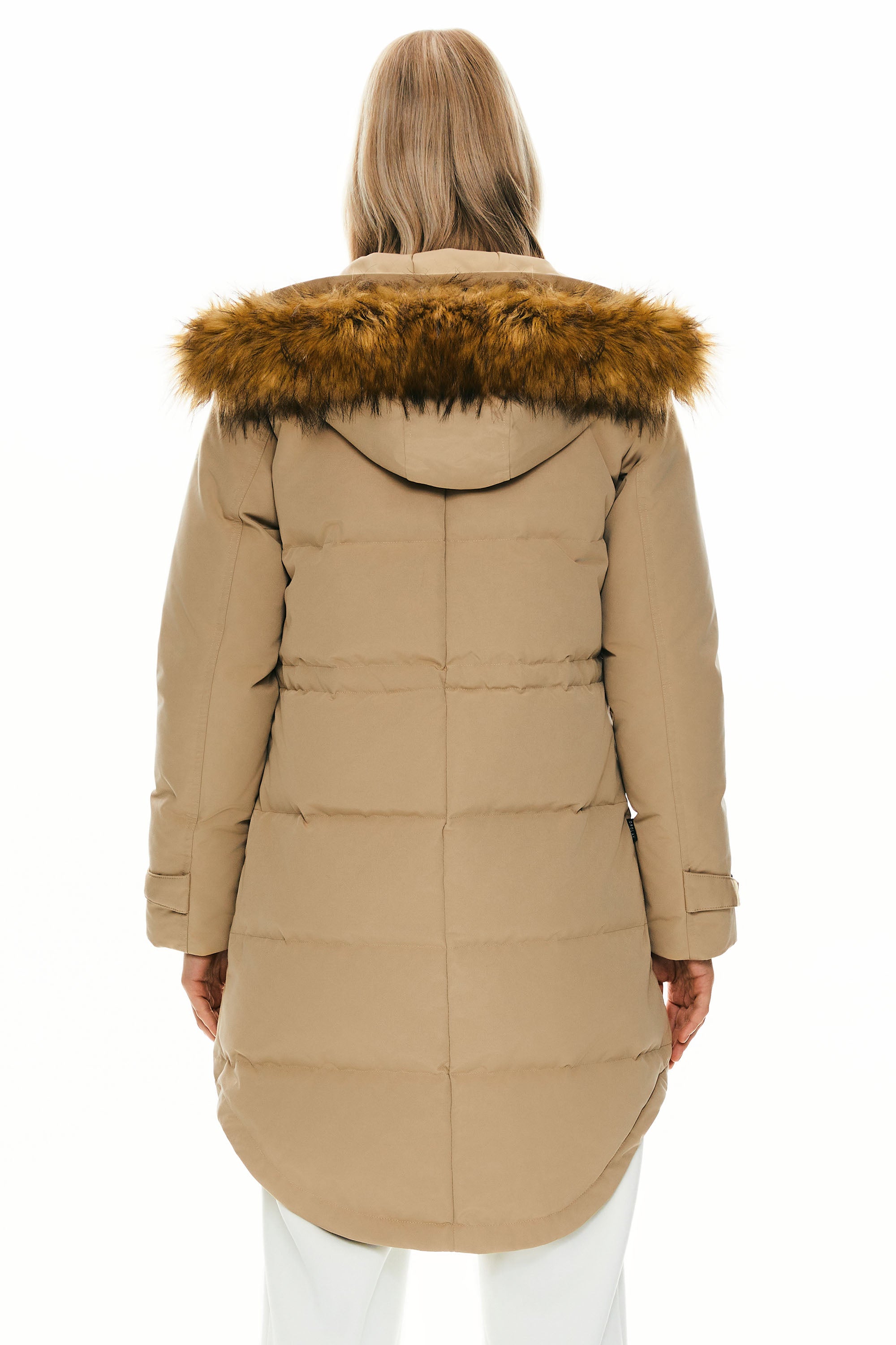 Orolay-Drawstring Hooded Thickened Down Coat-#color_Sand