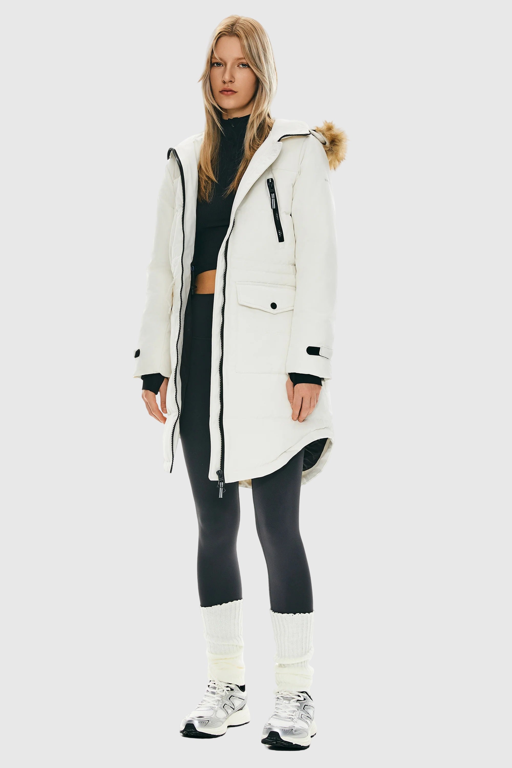 Orolay-Drawstring Hooded Thickened Down Coat-#color_White