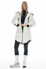 Orolay-Drawstring Hooded Thickened Down Coat-#color_White