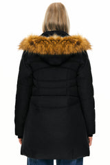 Orolay-Faux Fur Qulited Puffer Down Jacket-#color_Black