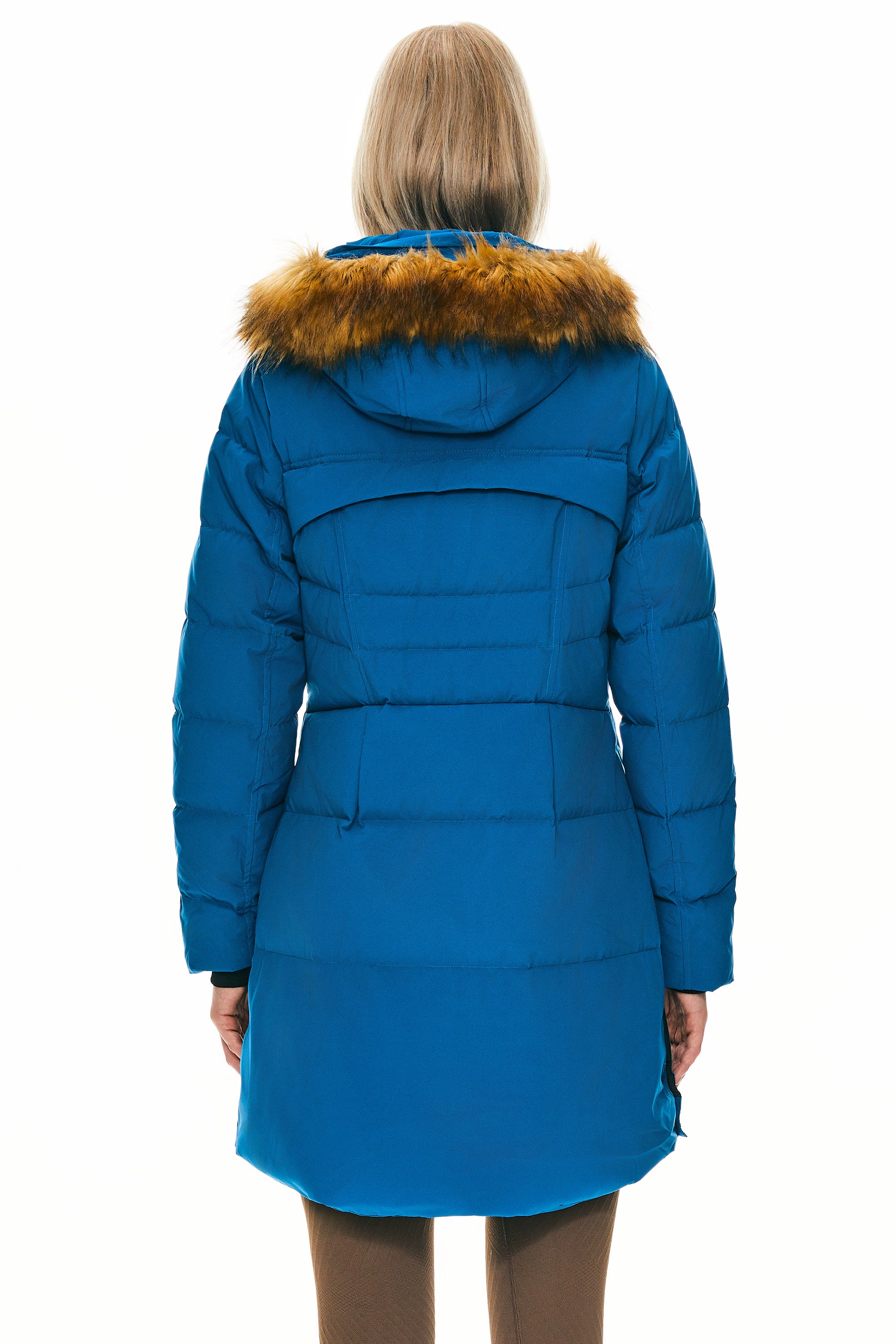 Orolay-Faux Fur Trim Hood Winter Down Jacket-#color_Directoire Blue