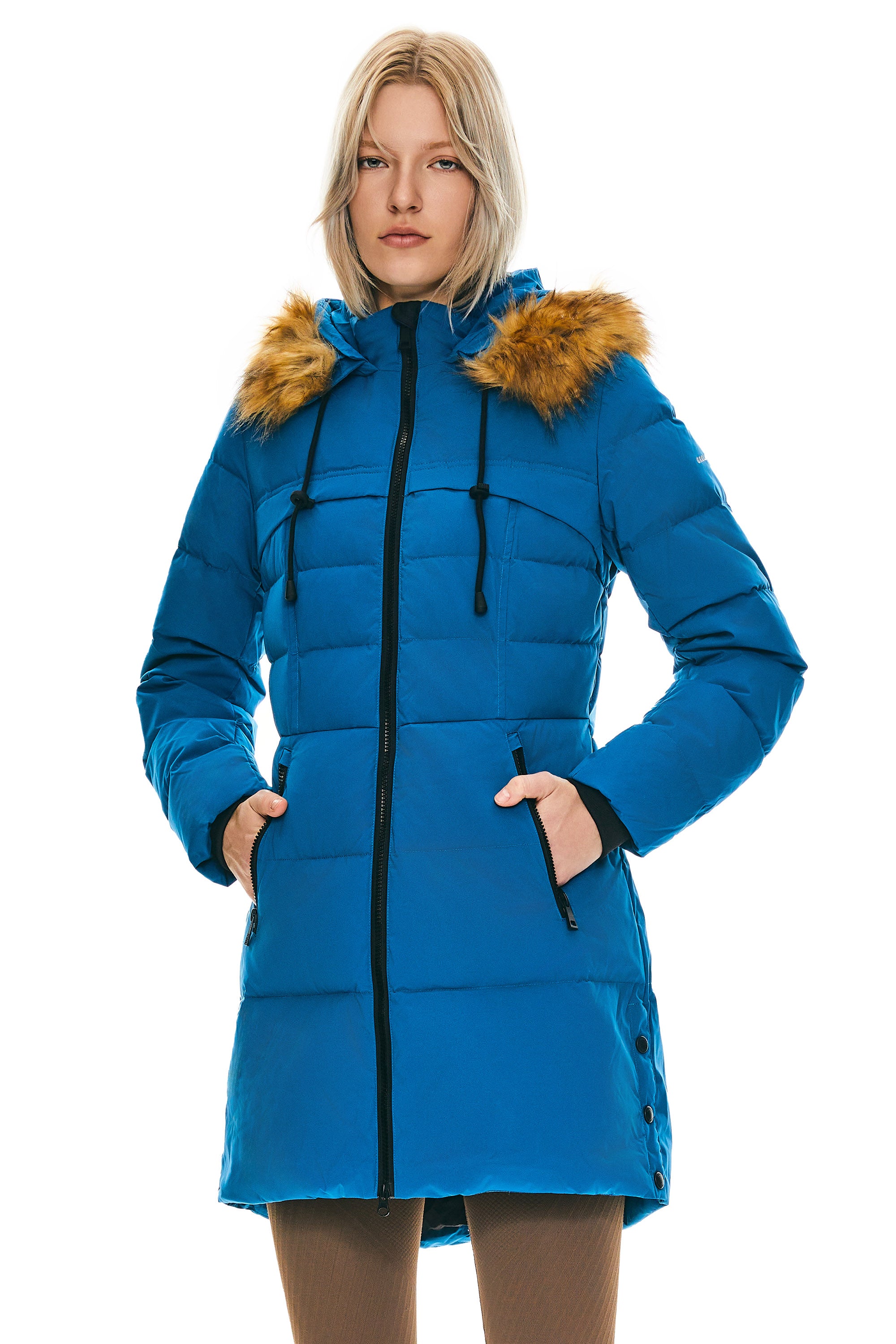 Orolay-Faux Fur Trim Hood Winter Down Jacket-#color_Directoire Blue