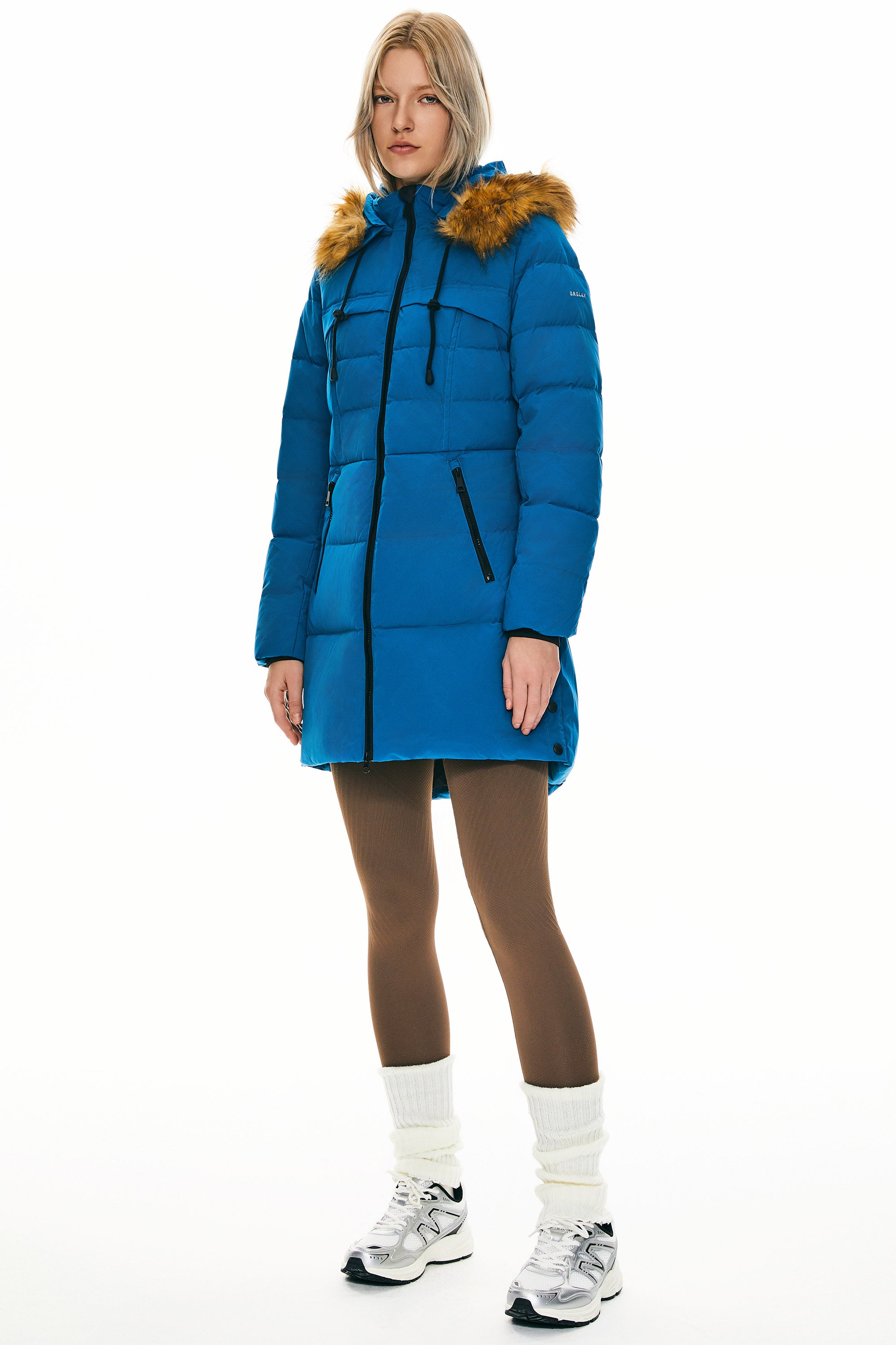 Orolay-Faux Fur Trim Hood Winter Down Jacket-#color_Directoire Blue