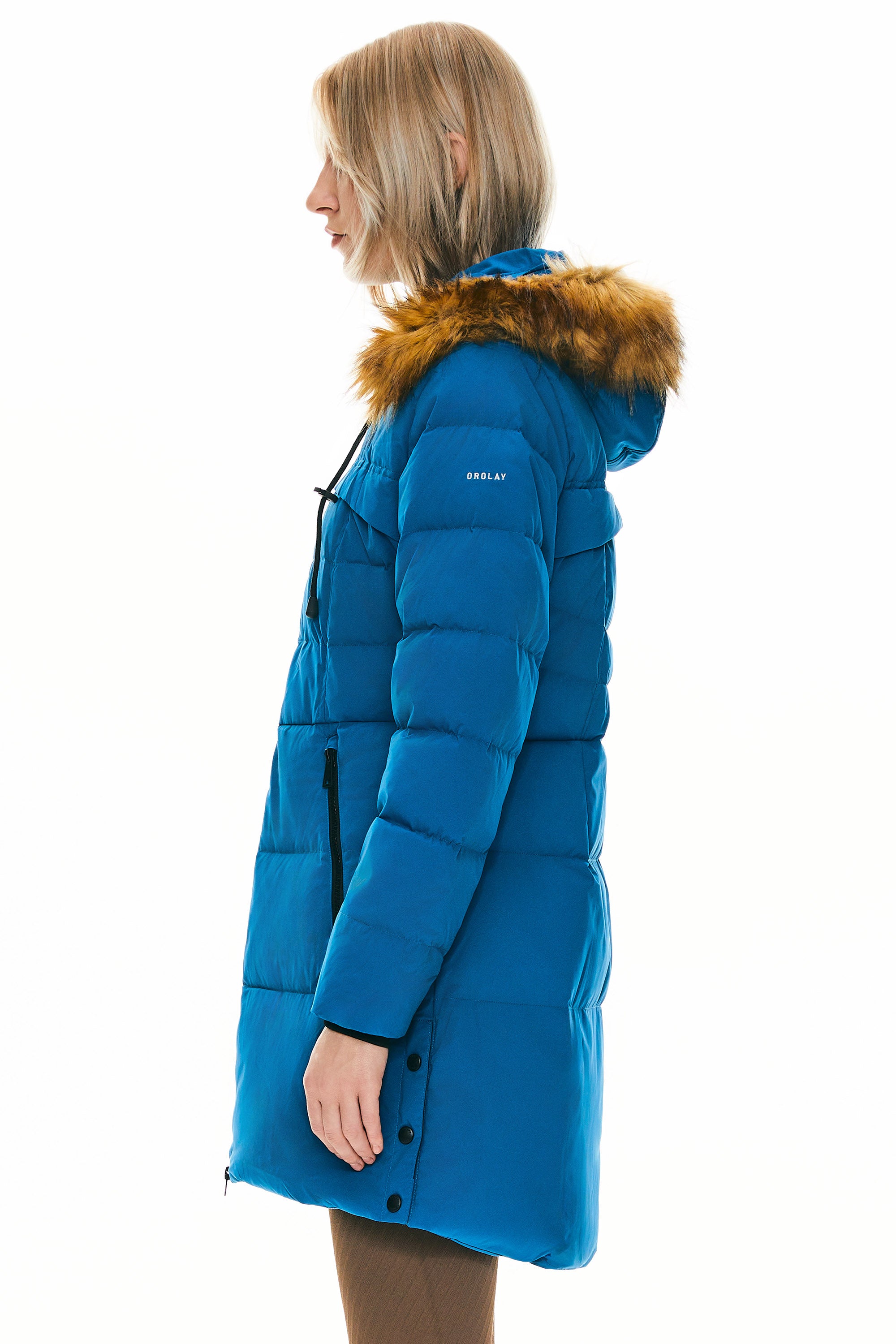 Orolay-Faux Fur Trim Hood Winter Down Jacket-#color_Directoire Blue