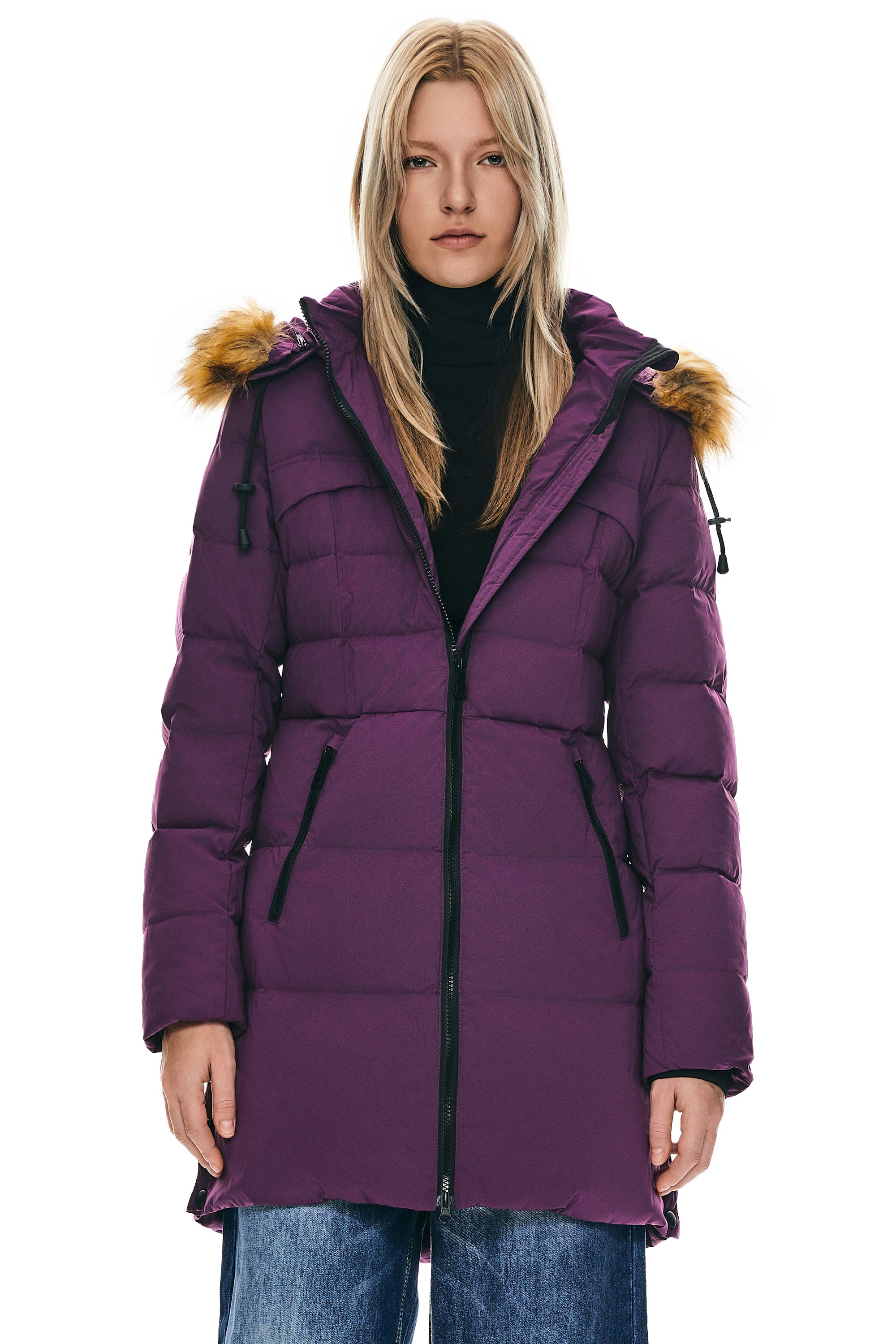 Orolay-Faux Fur Trim Hood Winter Down Jacket-#color_Charisma