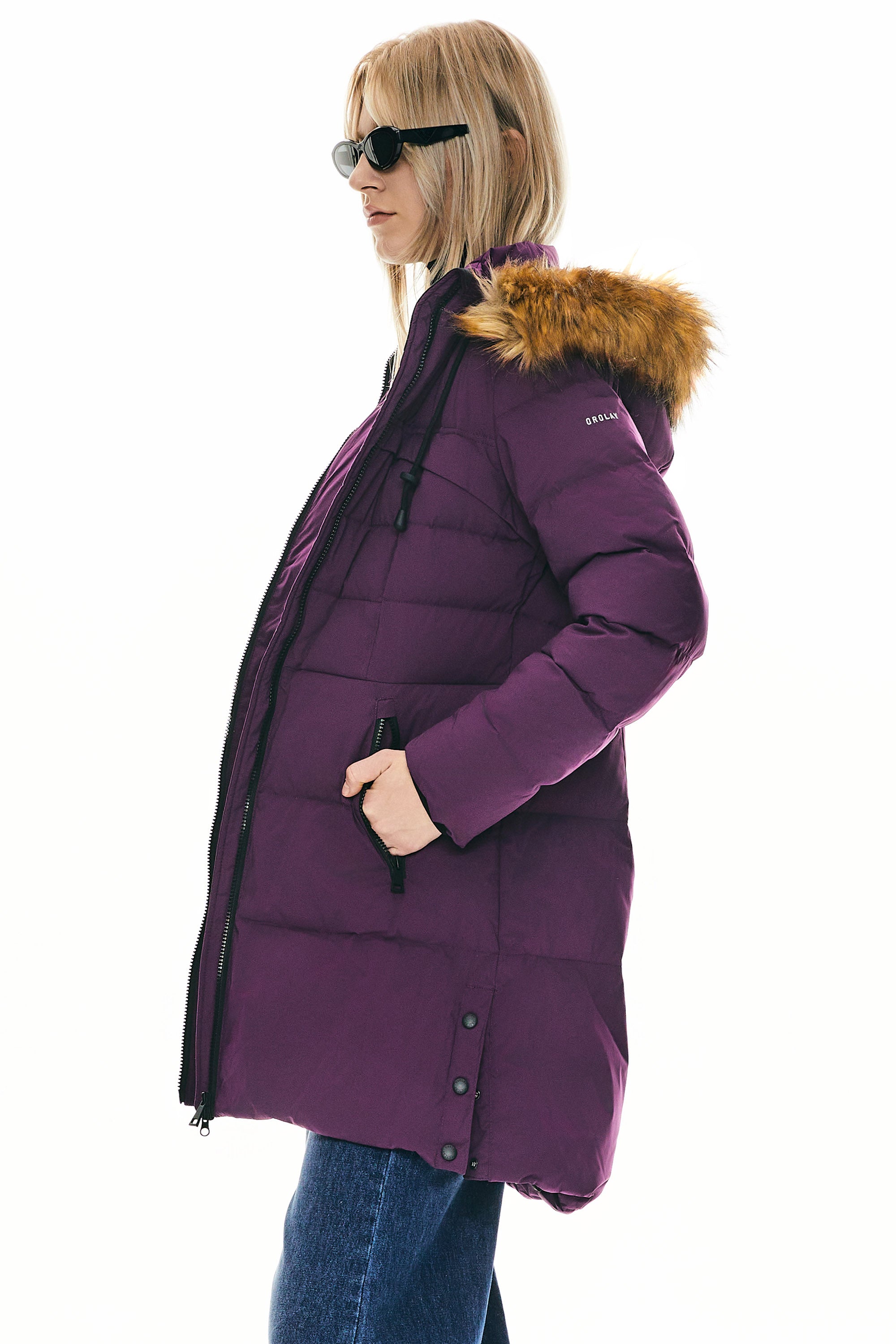 Orolay-Faux Fur Trim Hood Winter Down Jacket-#color_Charisma