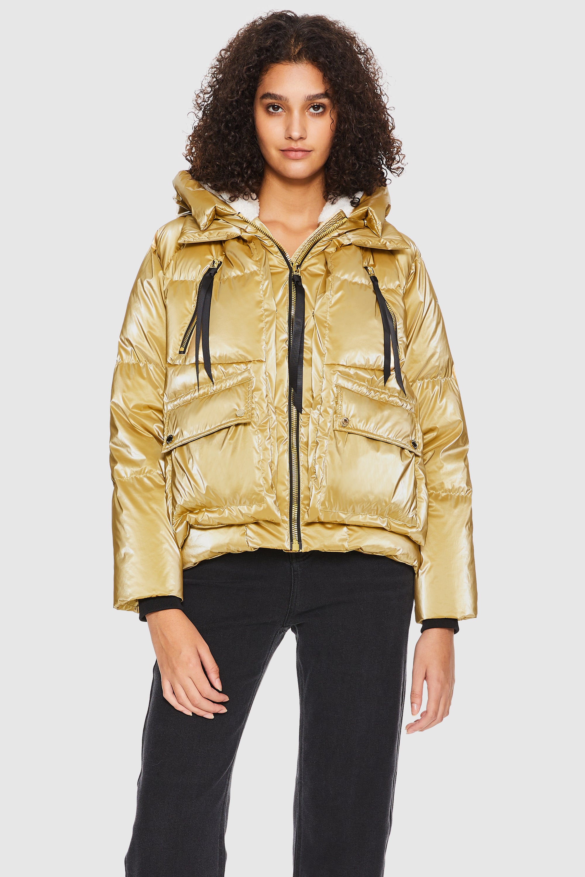 Buy Mast & Harbour Women Metallic Silver Toned Solid Hooded Bomber Jacket -  Jackets for Women 1977653 | Myntra