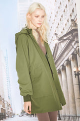 Hooded Drawstring Windbreaker - Orolay, #color_Peat Moss