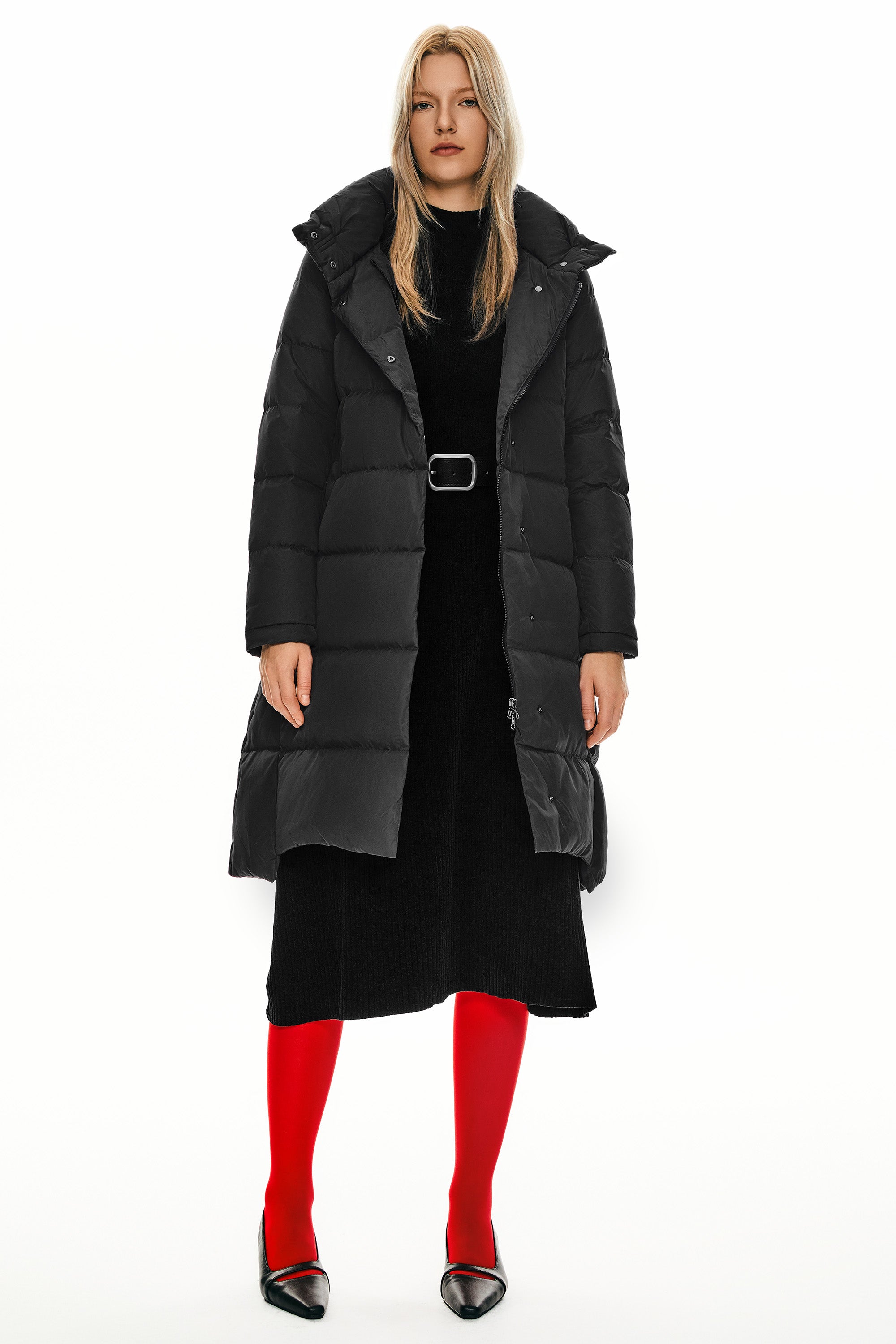 Hooded Winter Two - Way Zipper Down Coat - Orolay, #color_Black