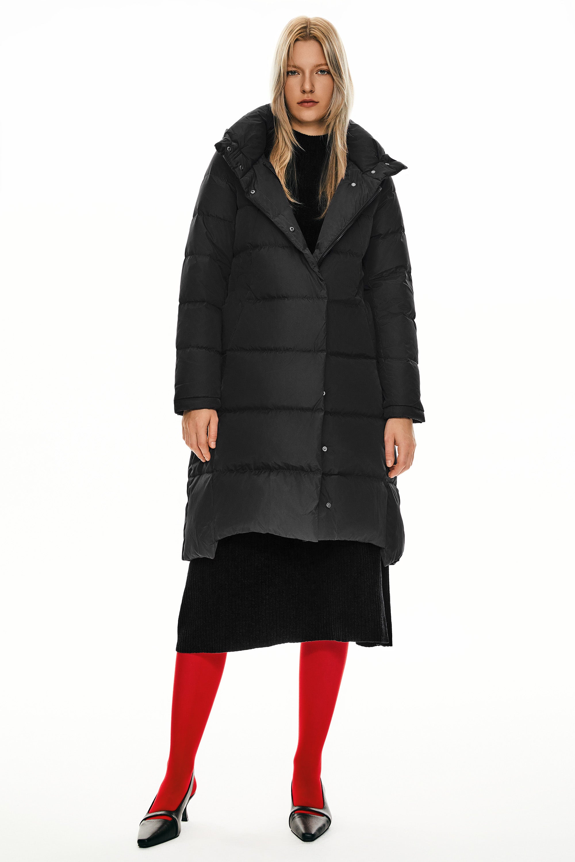 Hooded Winter Two - Way Zipper Down Coat - Orolay, #color_Black