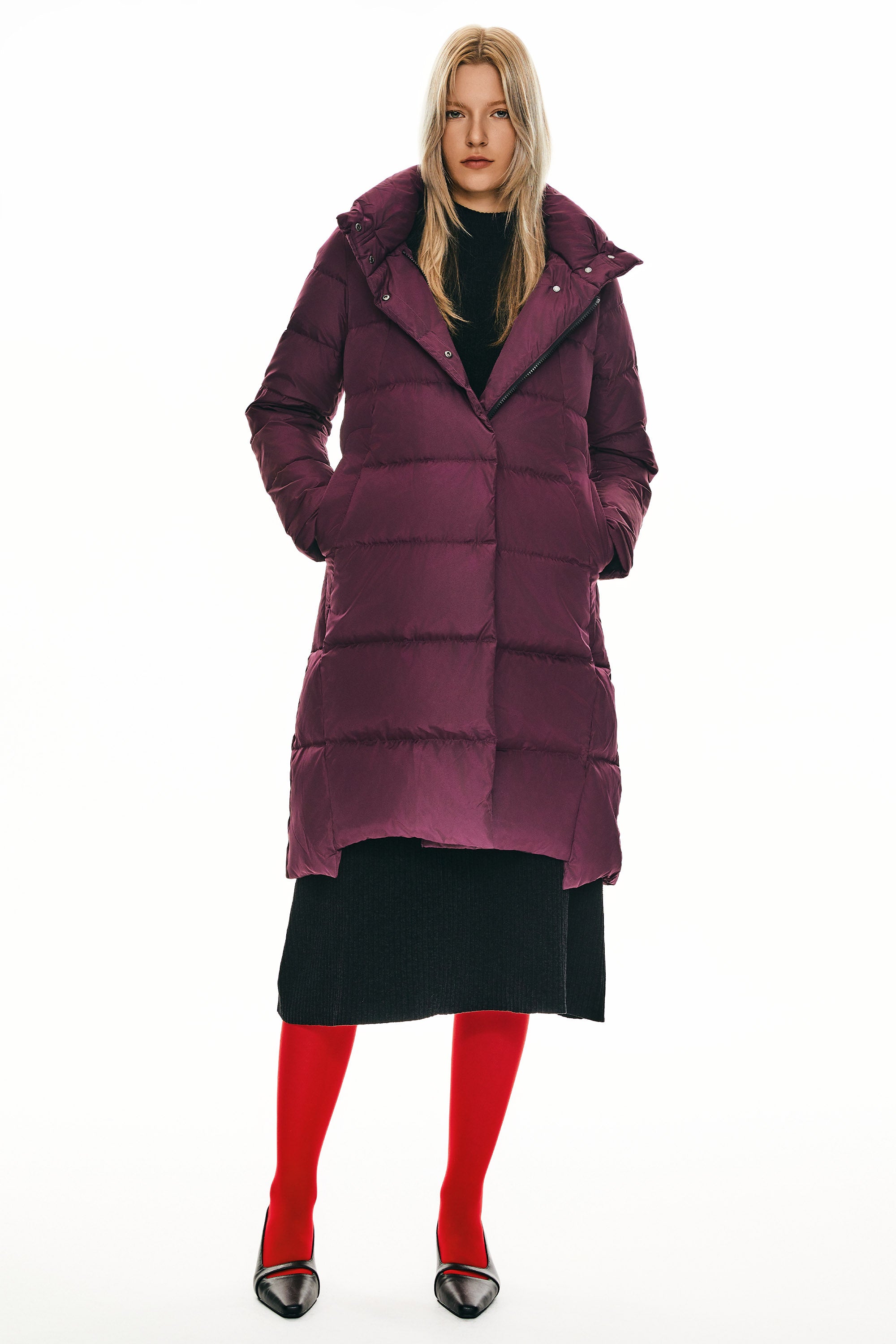 Hooded Winter Two - Way Zipper Down Coat - Orolay, #color_Raspberry Coulis