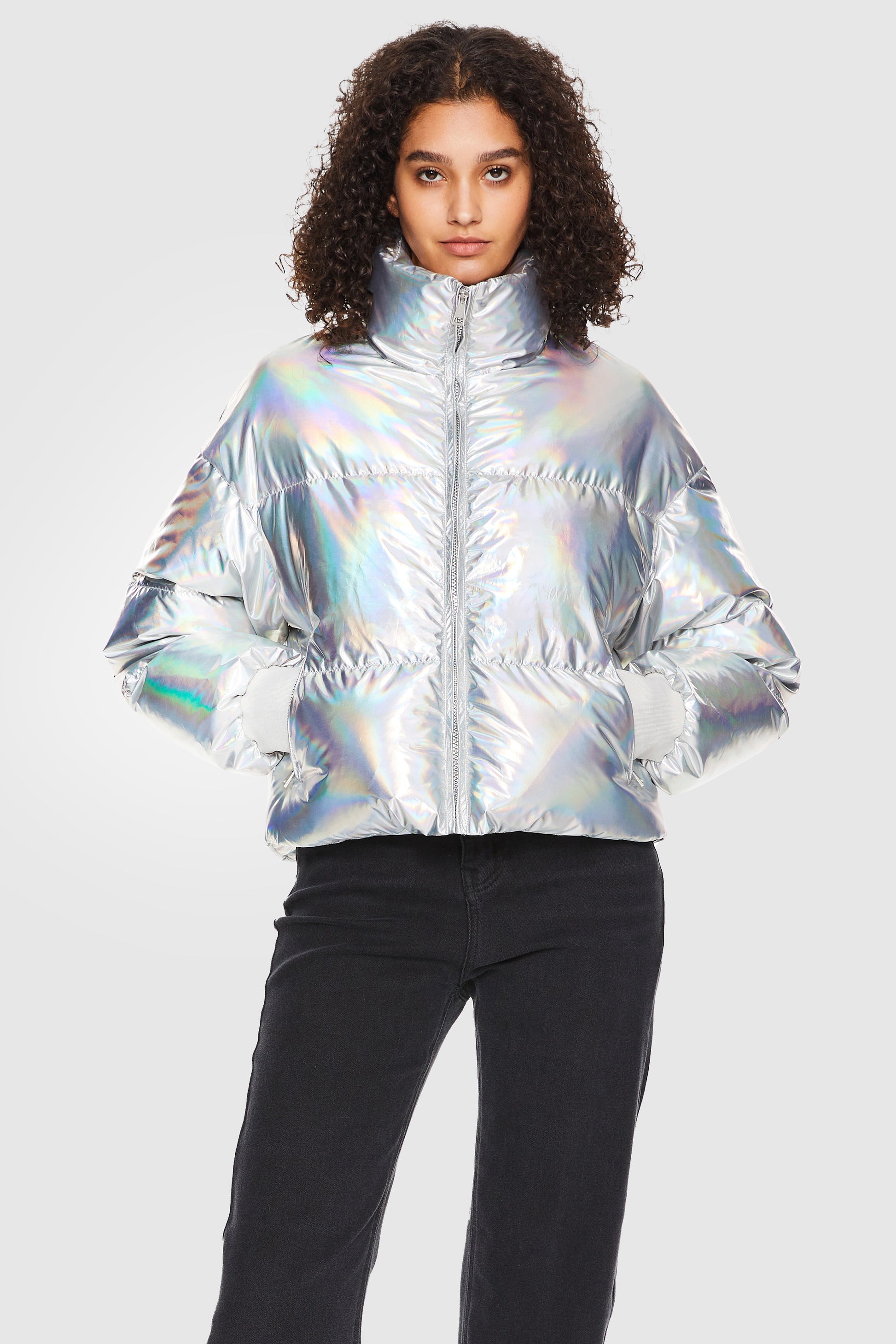 Orolay Mirror Silver Shiny Puffer Jacket Metallic Golden / XL