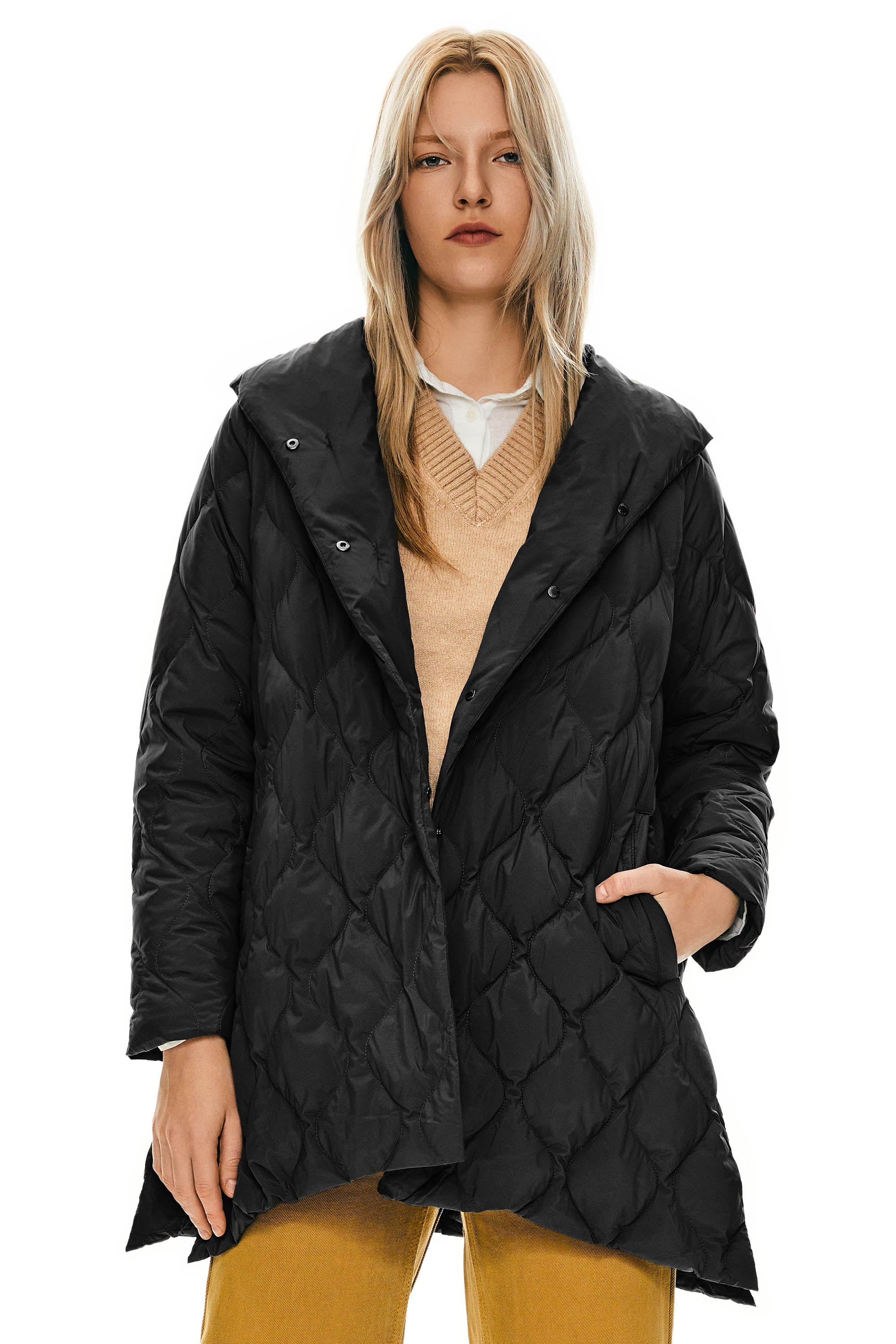 Orolay-Lightweight Long-Sleeve Puffer Jacket-#color_Black