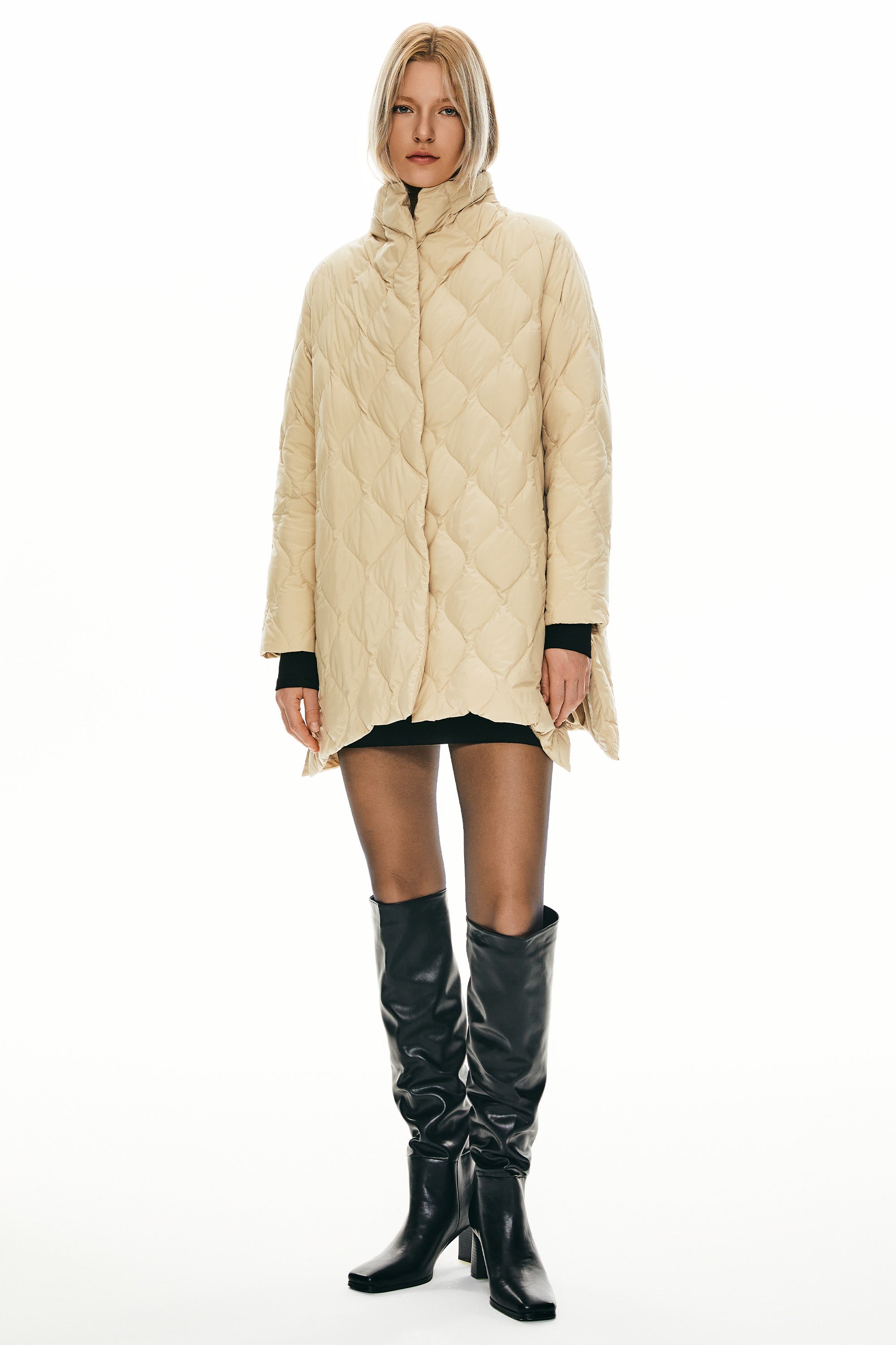 Orolay-Lightweight Long-Sleeve Puffer Jacket-#color_Almond Oil