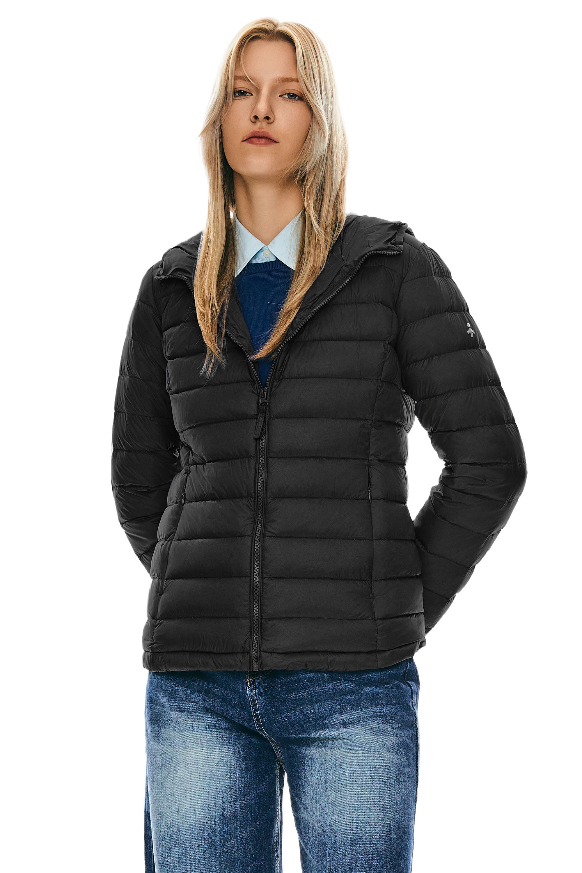 Orolay-Lightweight Packable Down Jacket with Stand Collar-#color_Black