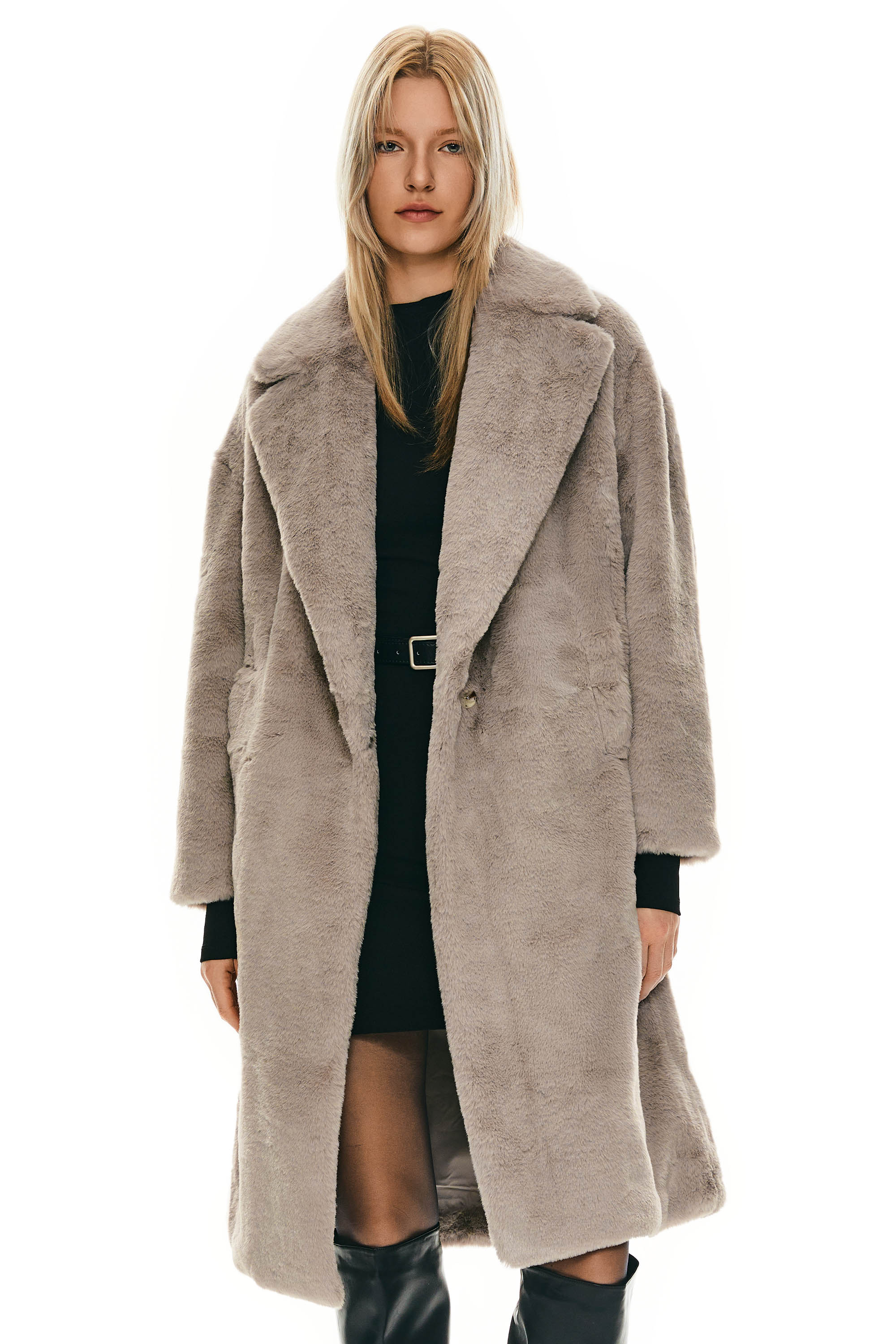 Orolay-Long Teddy Coat-#color_Shadow Gray