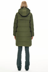 Orolay Long Thickened Hooded Down Jacket women #color_Peat Moss