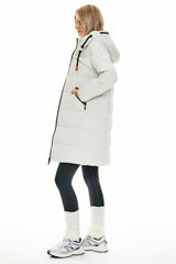 Orolay Long Thickened Hooded Down Jacket women #color_White