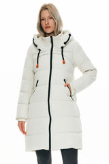 Orolay Long Thickened Hooded Down Jacket women #color_White