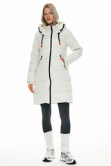 Orolay Long Thickened Hooded Down Jacket women #color_White