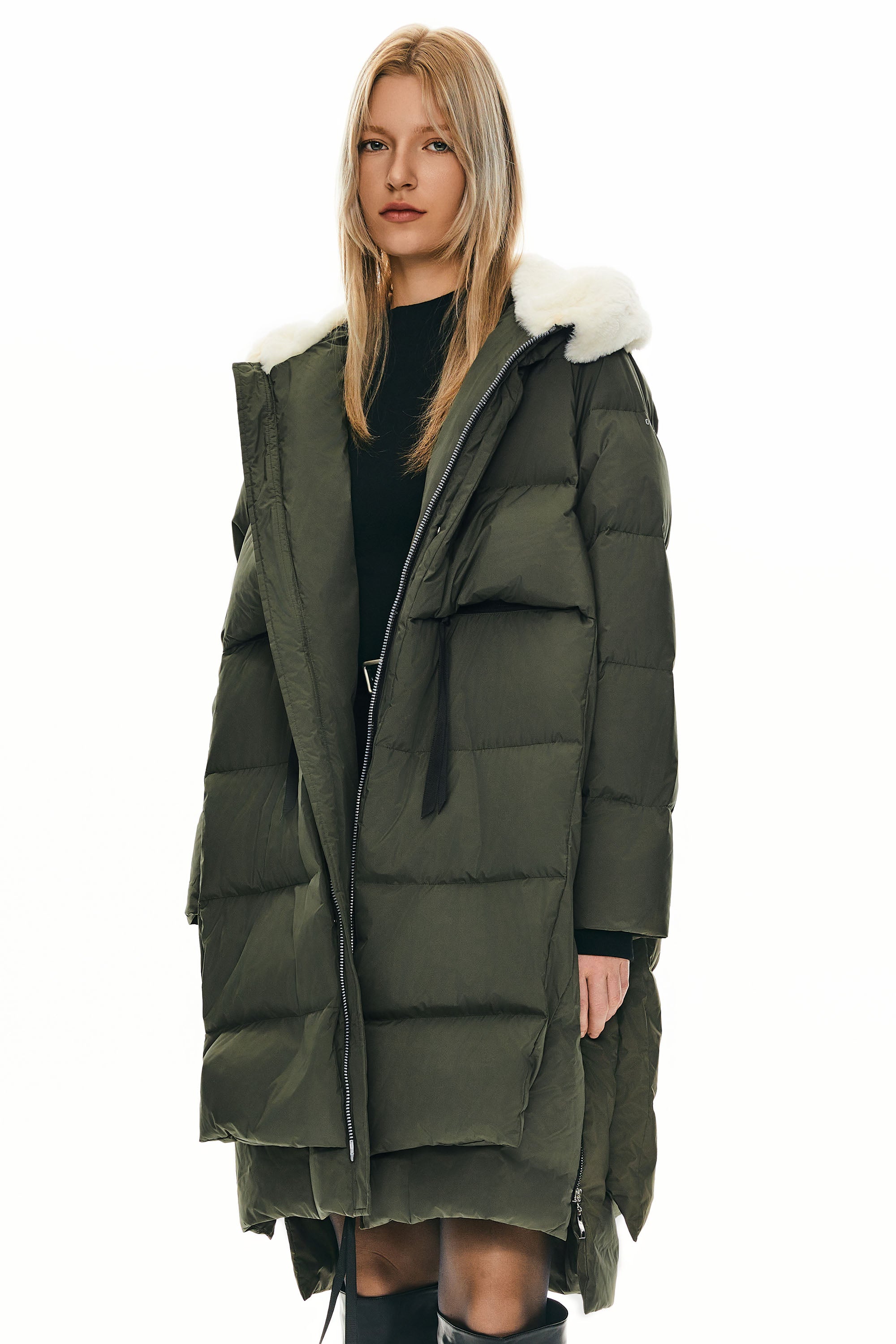 Orolay-Long Winter Puffer Jacket-Long Winter Puffer Jacket - Orolay, #color_Chive