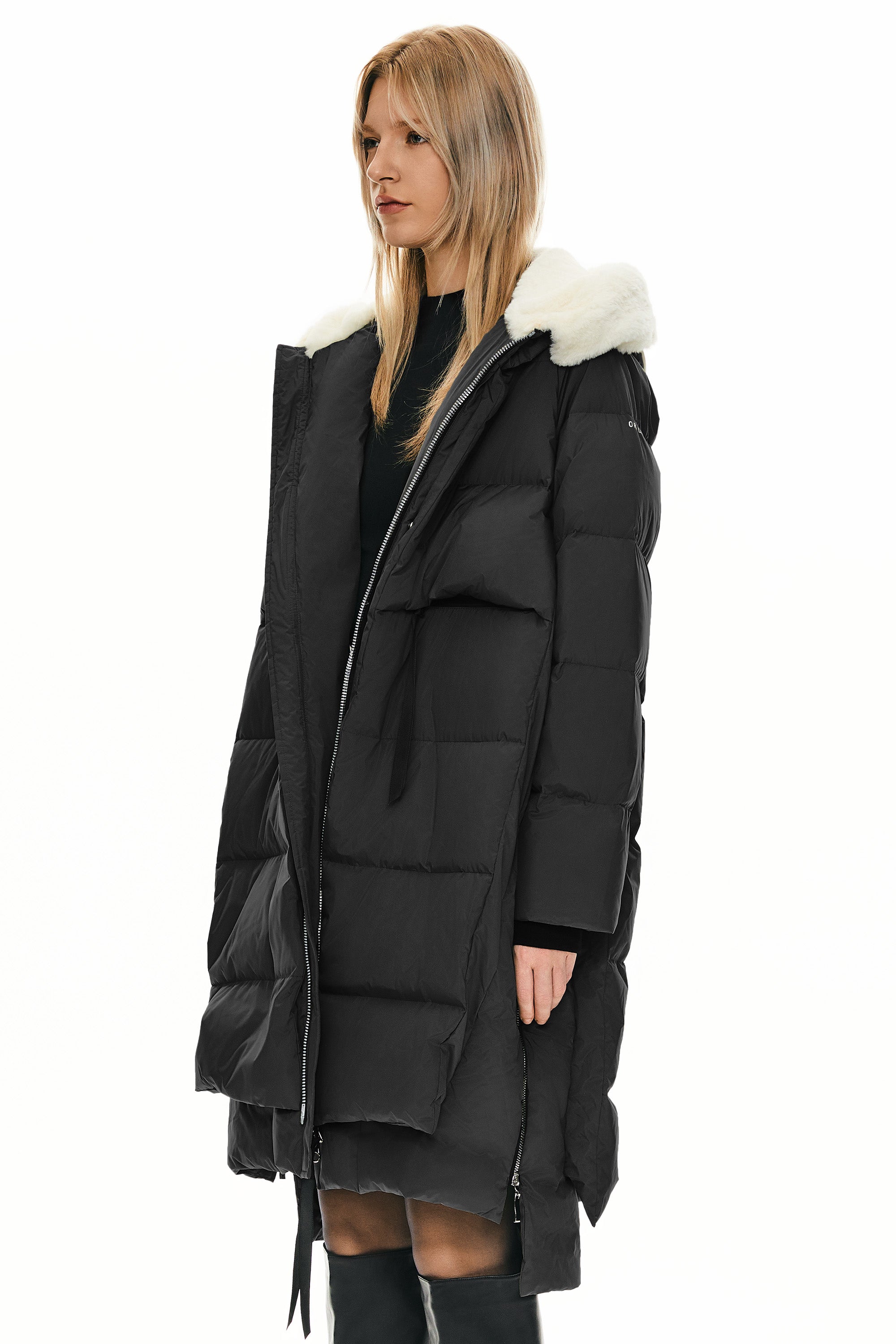 Orolay-Long Winter Puffer Jacket-Long Winter Puffer Jacket - Orolay, #color_Black