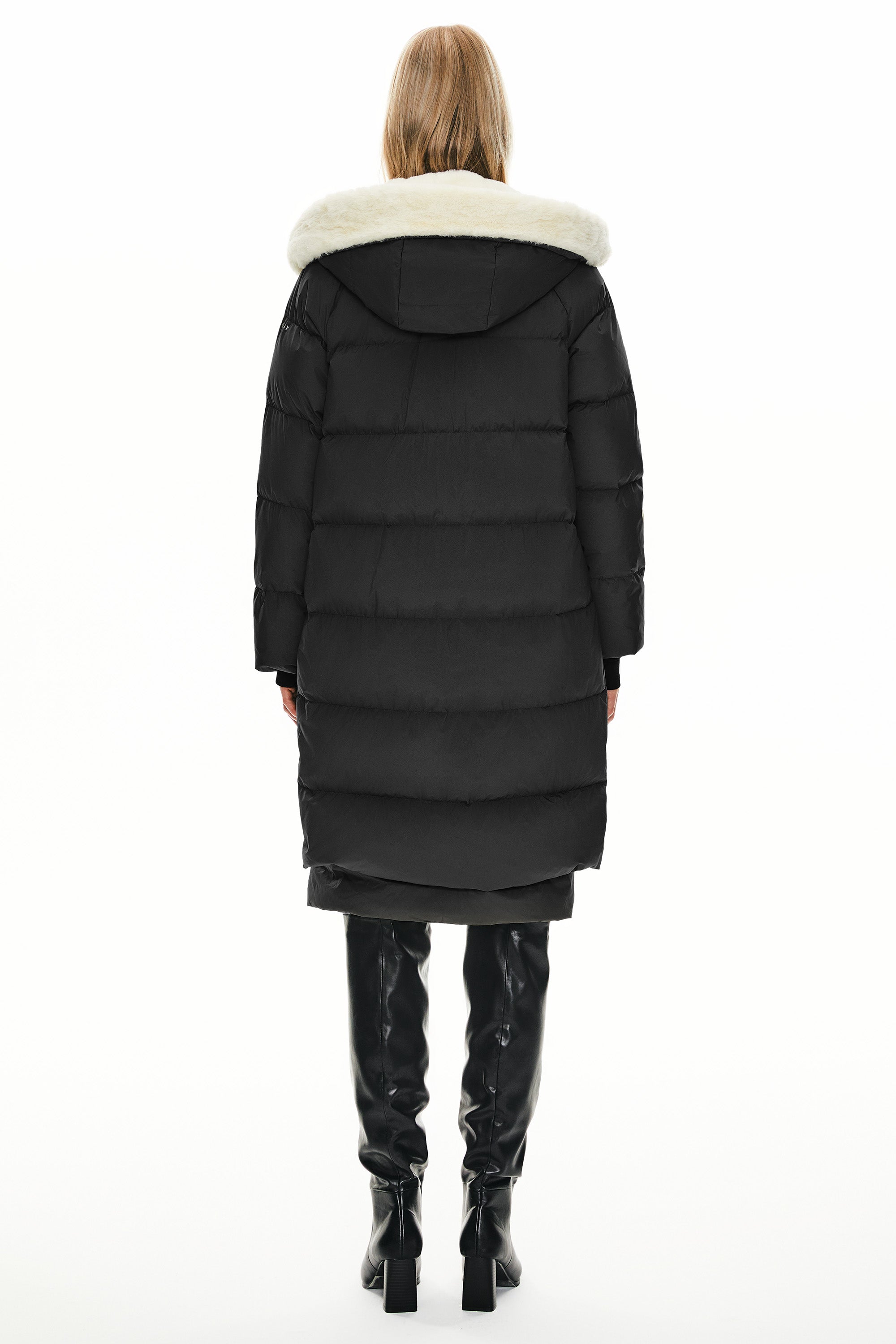 Orolay-Long Winter Puffer Jacket-Long Winter Puffer Jacket - Orolay, #color_Black