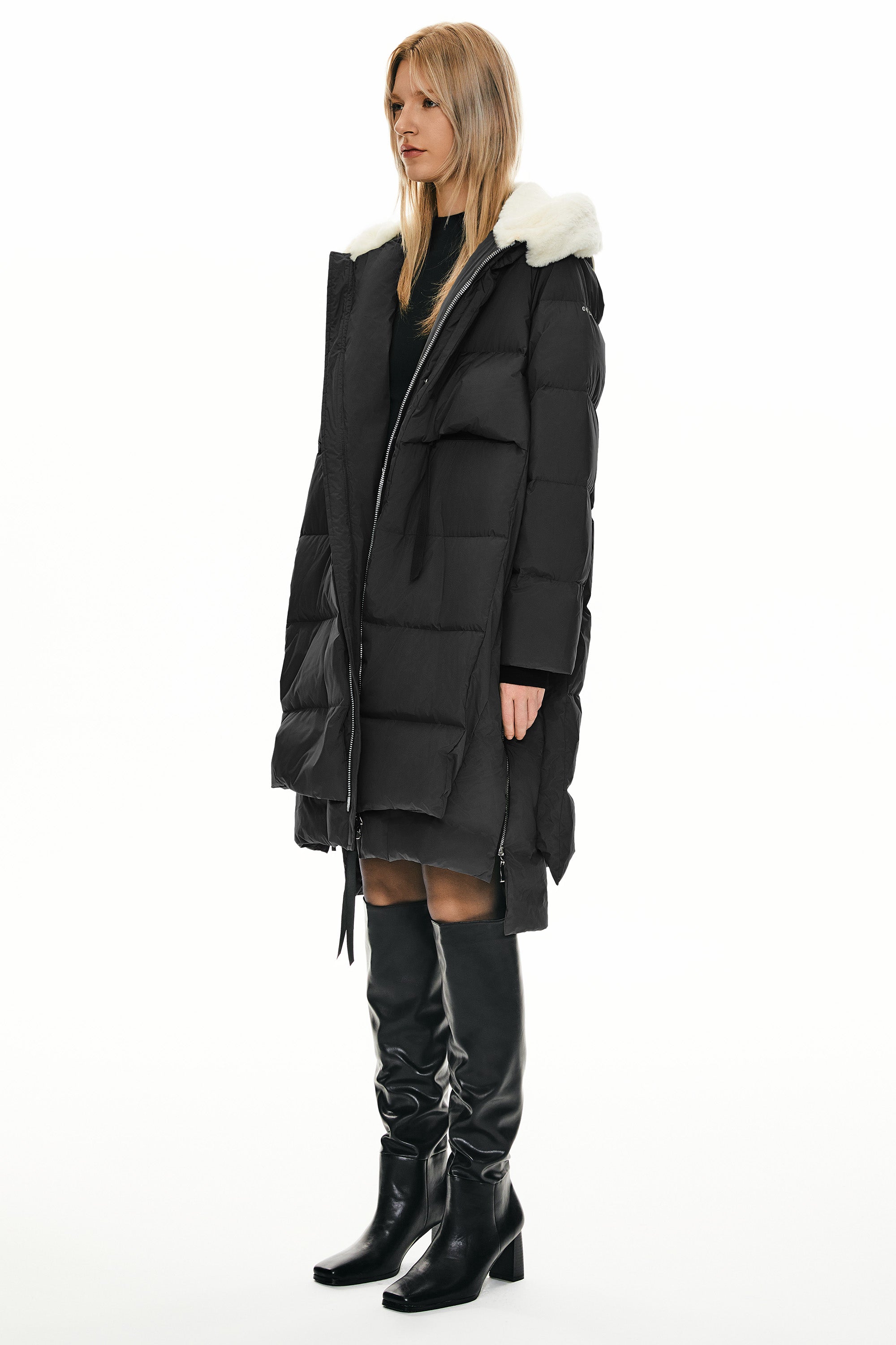 Orolay-Long Winter Puffer Jacket-Long Winter Puffer Jacket - Orolay, #color_Black