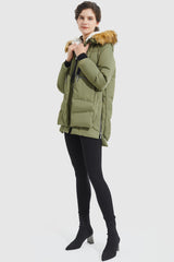 Orolay-092 Classics Thickened Down Jacket with Faux Fur Hood-Orolay 092 Classics Thickened Down Jacket with Faux Fur Hood women #color_Peat Moss