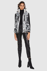 Orolay-092 Cosmos Cropped Chrome Down Vest-#color_Metallic Silver