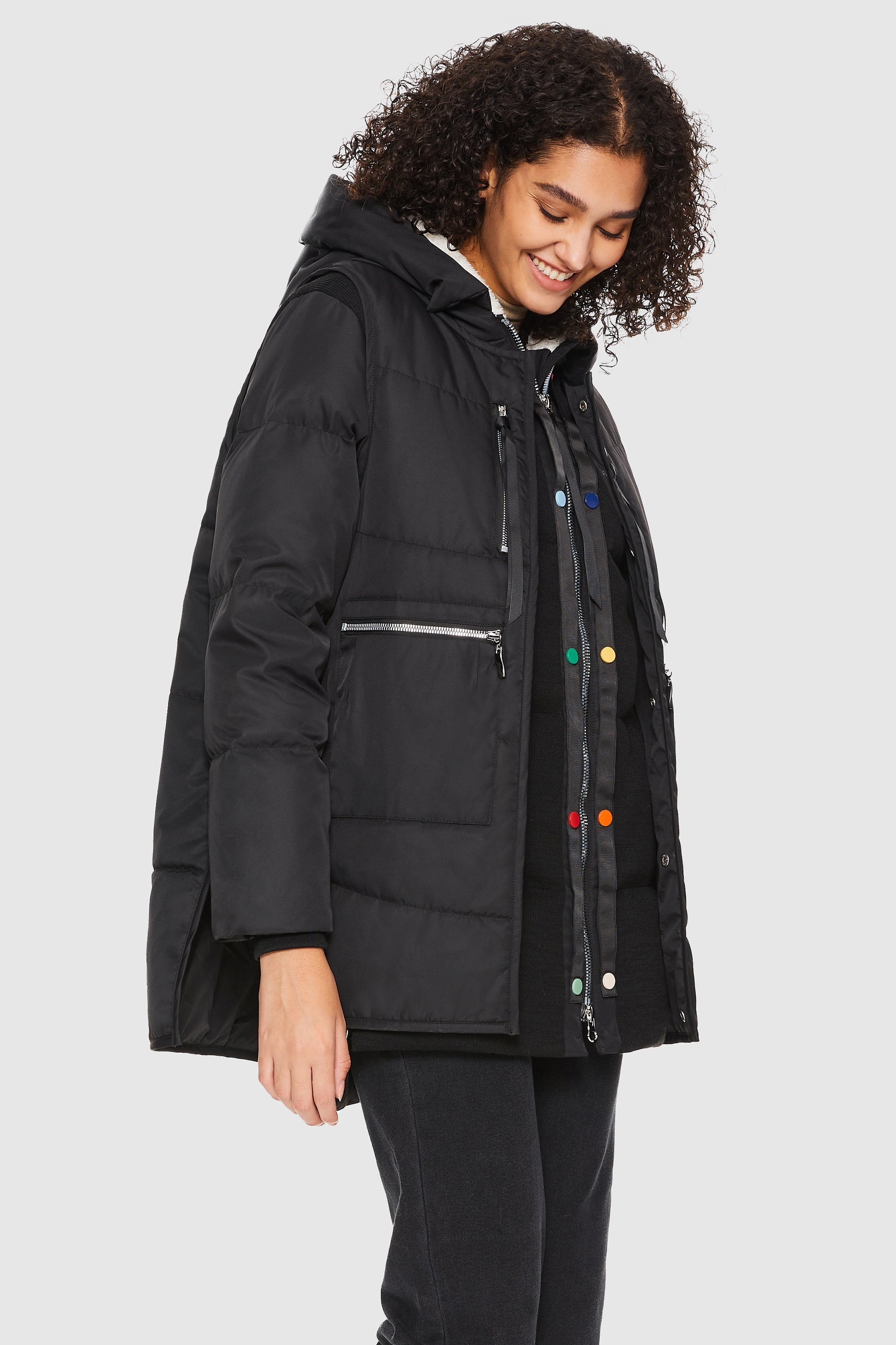 Orolay-092 O-Lab Thickened Puffer Jacket with Detachable Vest-#color_Black