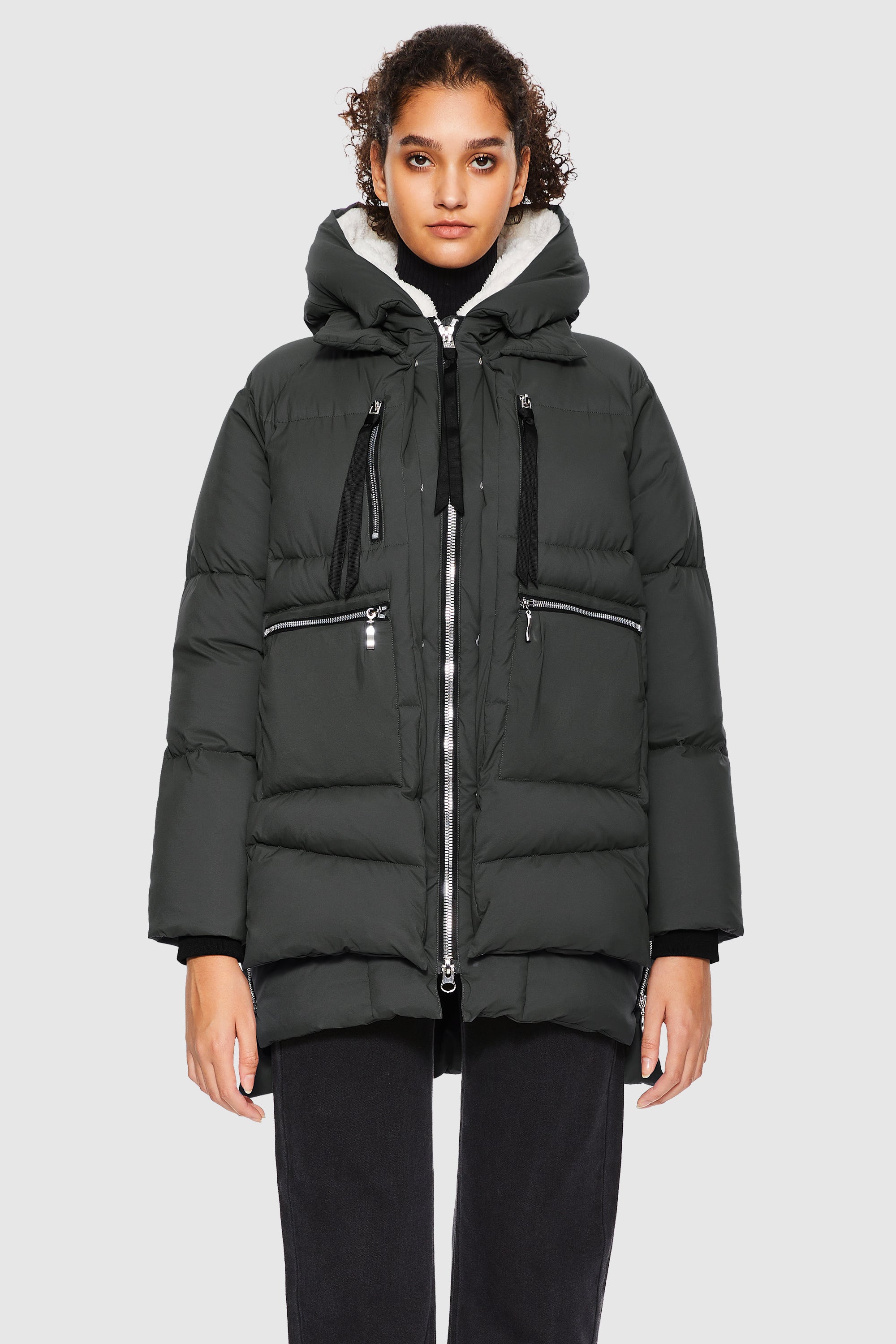 Orolay-092 Thickened Hooded Puffer Jacket-#color_Volcanic Ash