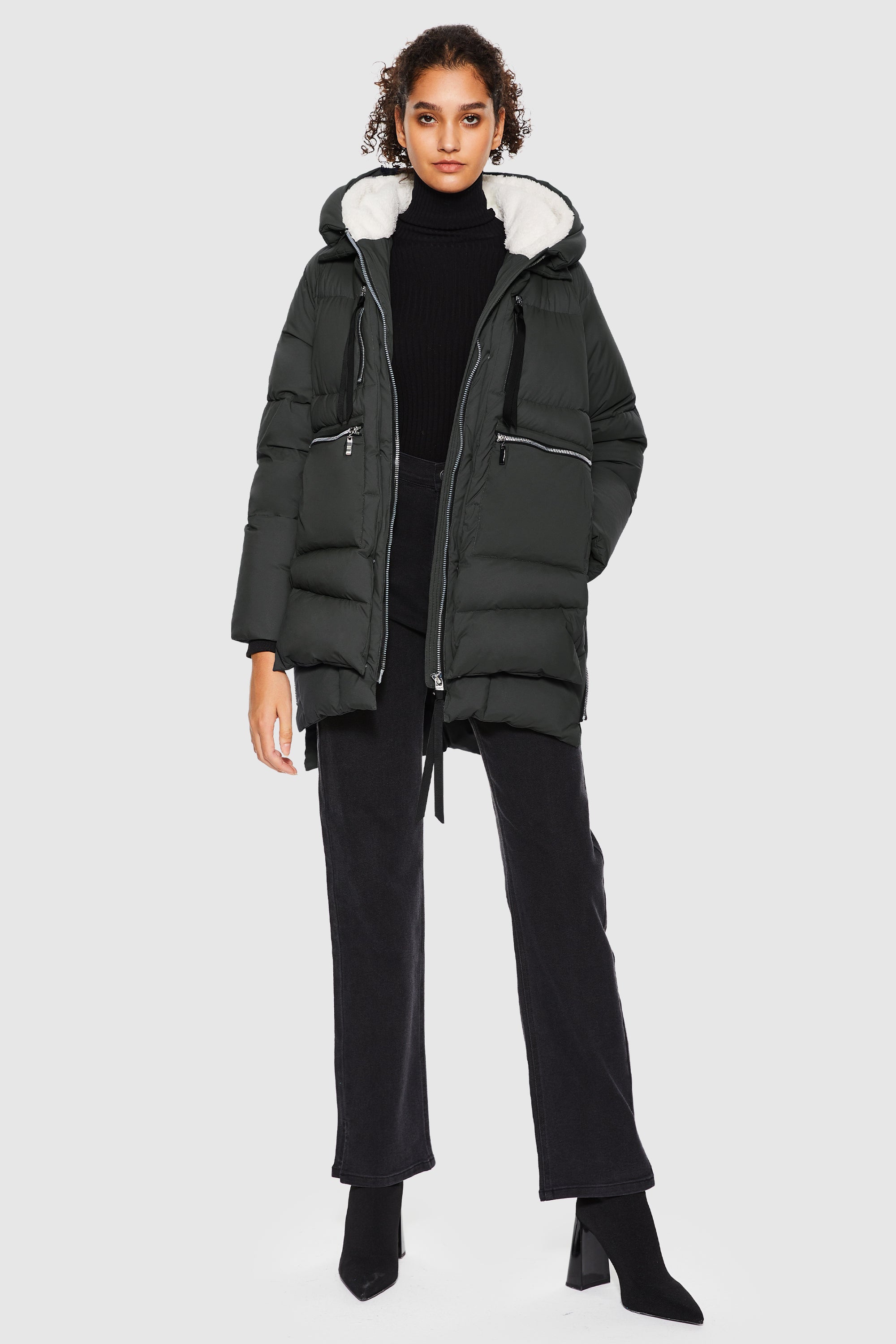 Orolay-092 Thickened Hooded Puffer Jacket-#color_Volcanic Ash