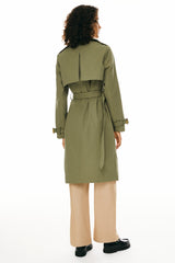 Orolay-3/4 Belted Double-Breasted Trench-women 3/4 Belted Double-Breasted Trench from Orolay - #color_Sage Green