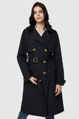 Orolay-3/4 Belted Double-Breasted Trench-women 3/4 Belted Double-Breasted Trench from Orolay #color_Black