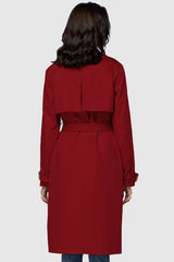 Orolay-3/4 Belted Double-Breasted Trench-women 3/4 Belted Double-Breasted Trench from Orolay #color_Tango Red