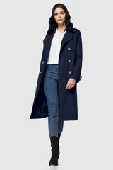 Orolay-3/4 Belted Double-Breasted Trench-women 3/4 Belted Double-Breasted Trench from Orolay #color_Beacon Blue