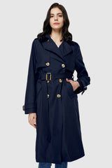 Orolay-3/4 Belted Double-Breasted Trench-women 3/4 Belted Double-Breasted Trench from Orolay #color_Beacon Blue