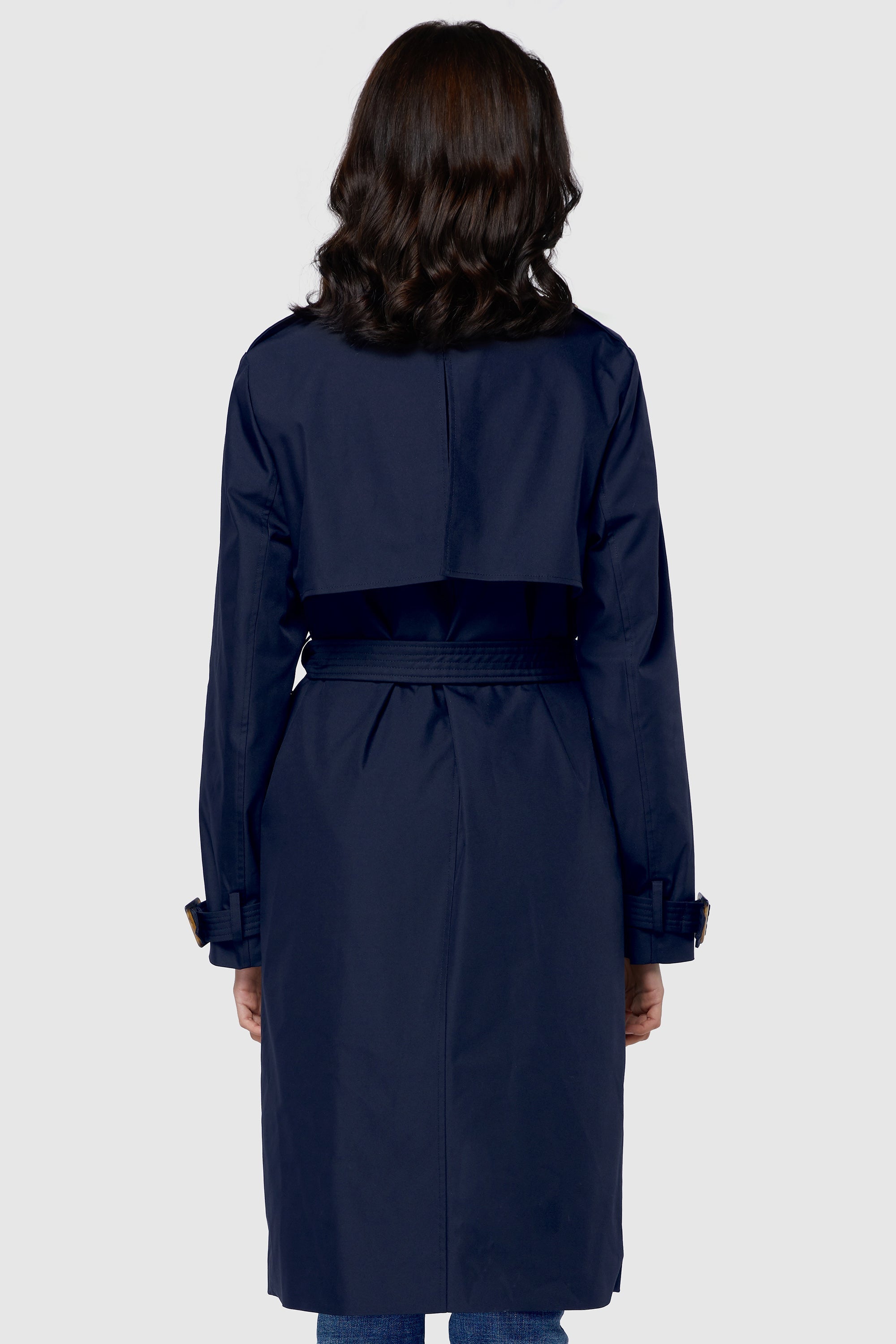 Orolay-3/4 Belted Double-Breasted Trench-women 3/4 Belted Double-Breasted Trench from Orolay #color_Beacon Blue