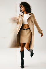 Orolay-3/4 Belted Double-Breasted Trench-women 3/4 Belted Double-Breasted Trench from Orolay - #color_Frosted Almond