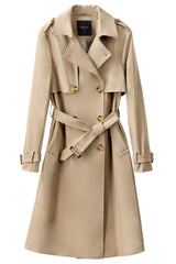 Orolay-3/4 Belted Double-Breasted Trench-women 3/4 Belted Double-Breasted Trench from Orolay - #color_Frosted Almond