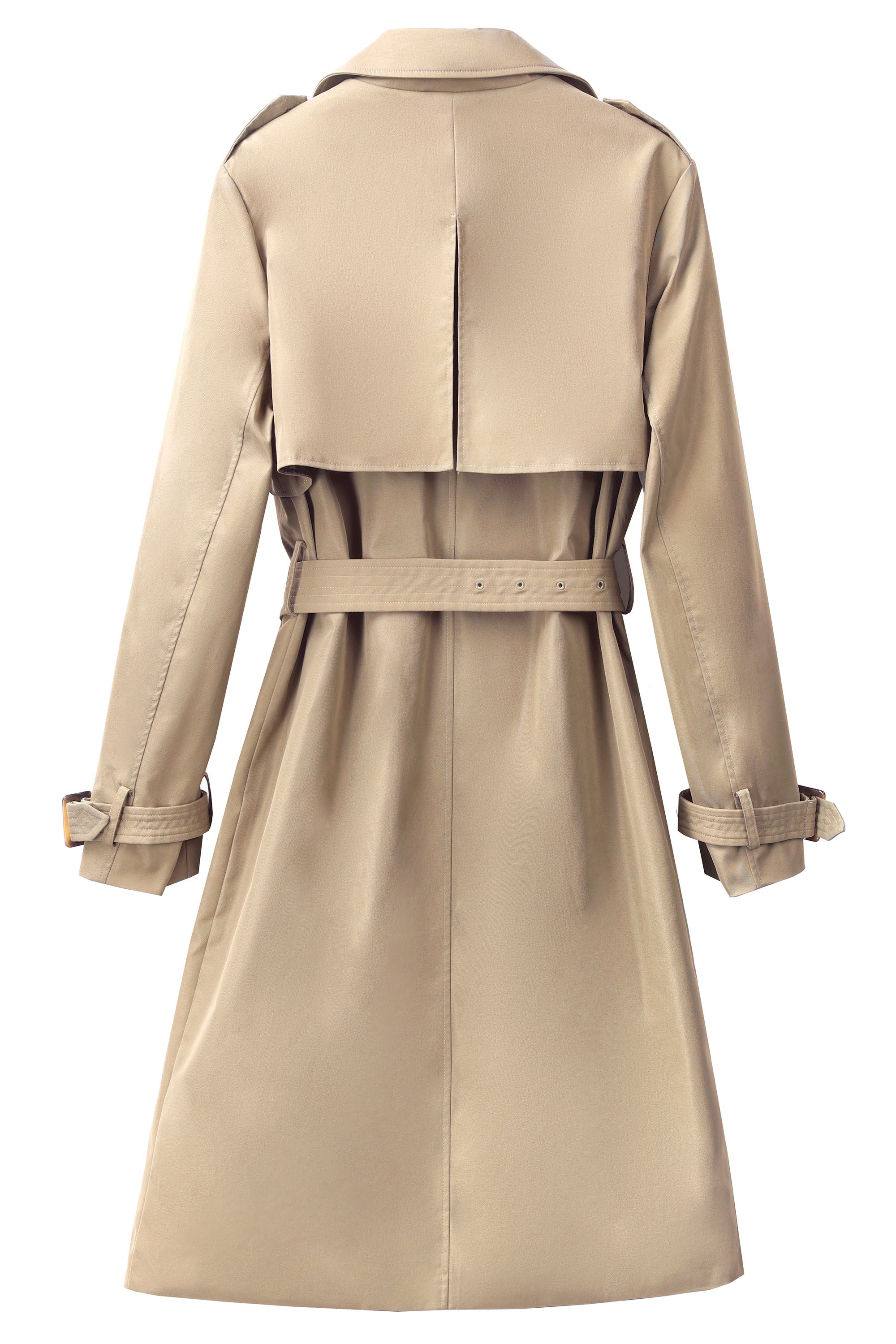 Orolay-3/4 Belted Double-Breasted Trench-women 3/4 Belted Double-Breasted Trench from Orolay - #color_Frosted Almond