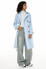 Orolay-3/4 Belted Double-Breasted Trench-women 3/4 Belted Double-Breasted Trench from Orolay - #color_Clear Sky