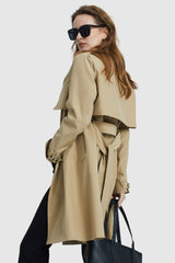 Orolay-3/4 Trench with Removable Vest-#color_Frosted Almond