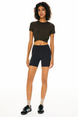 Orolay-5" High-Rise Yoga Shorts-Image 1 of 5" High-Rise Yoga Shorts from Orolay - #color_Charcoal