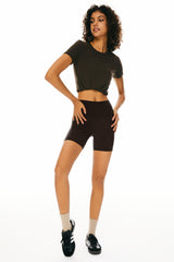 Orolay-5" High-Rise Yoga Shorts-Image 1 of 5" High-Rise Yoga Shorts from Orolay - #color_Dark Brown